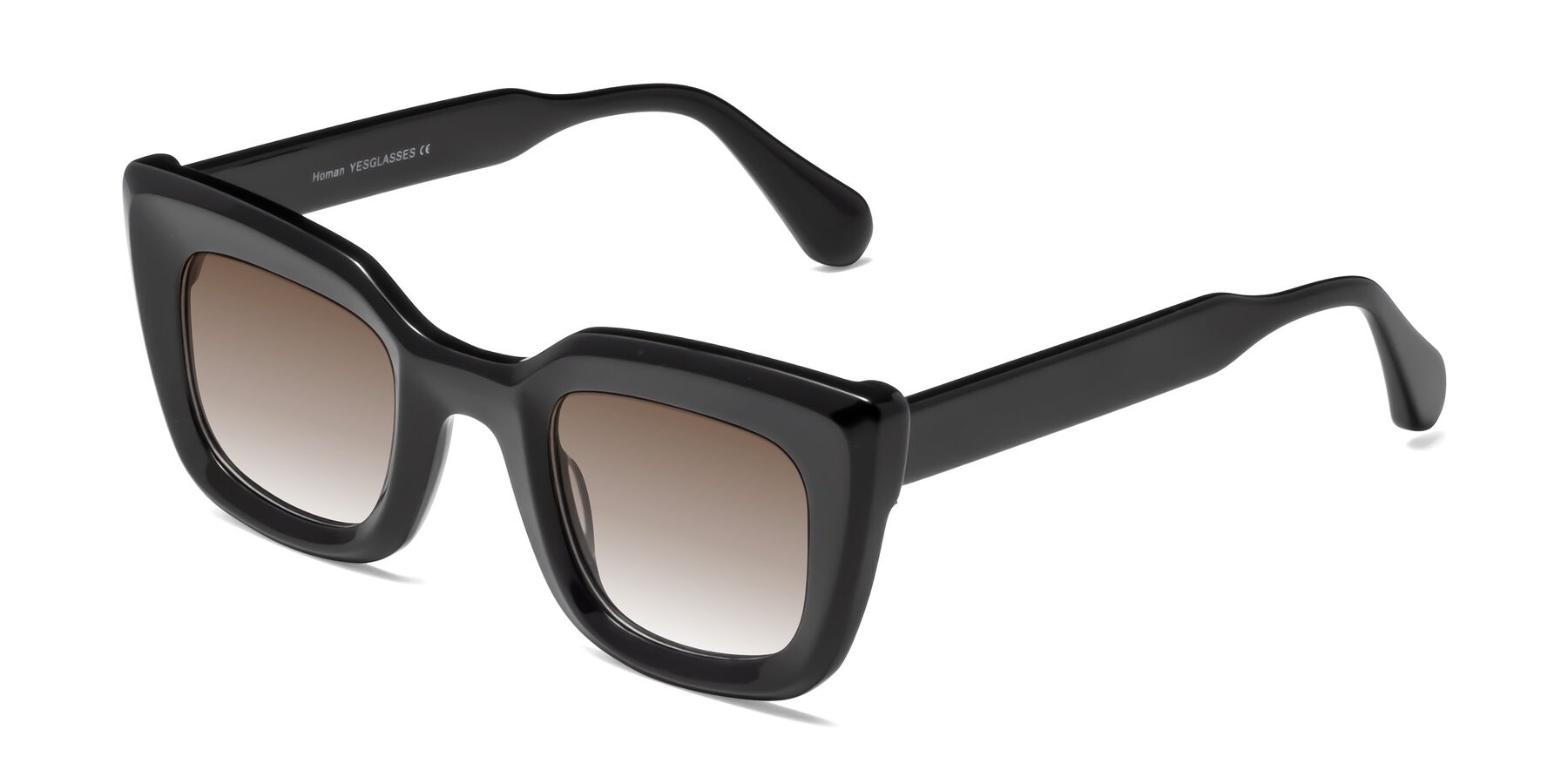 Angle of Homan in Black with Brown Gradient Lenses