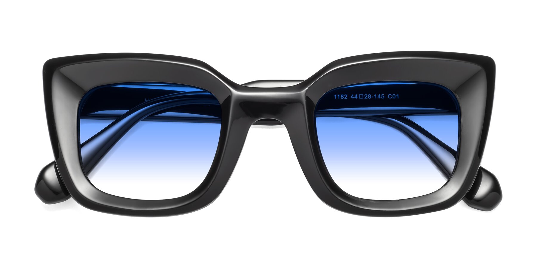 Folded Front of Homan in Black with Blue Gradient Lenses