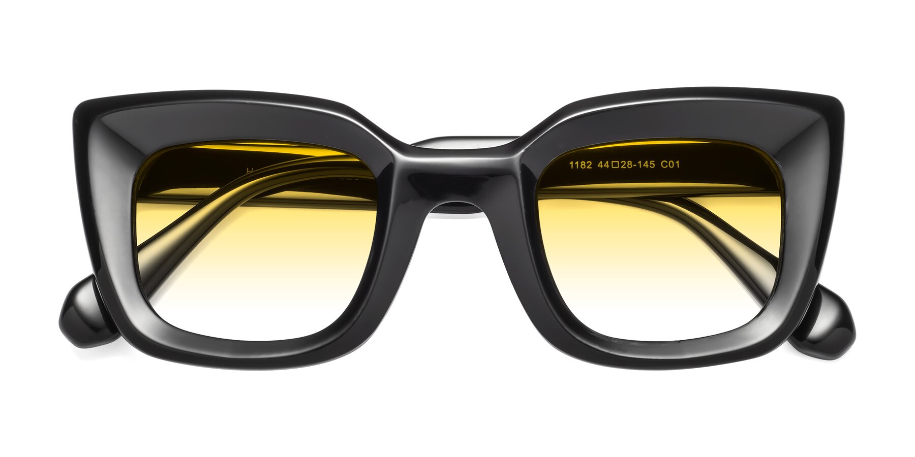 Folded Front of Homan in Black with Yellow Gradient Lenses