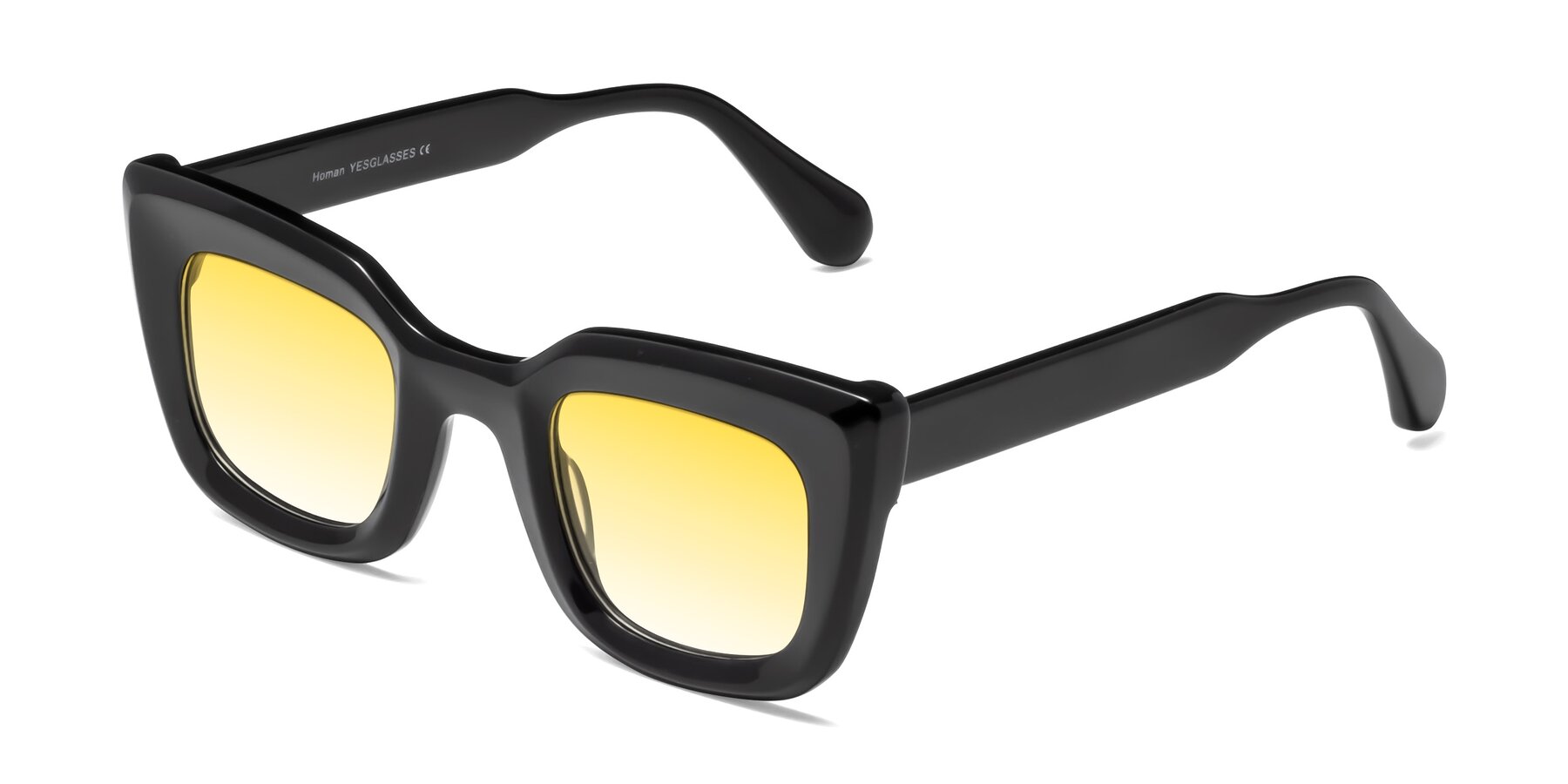 Angle of Homan in Black with Yellow Gradient Lenses