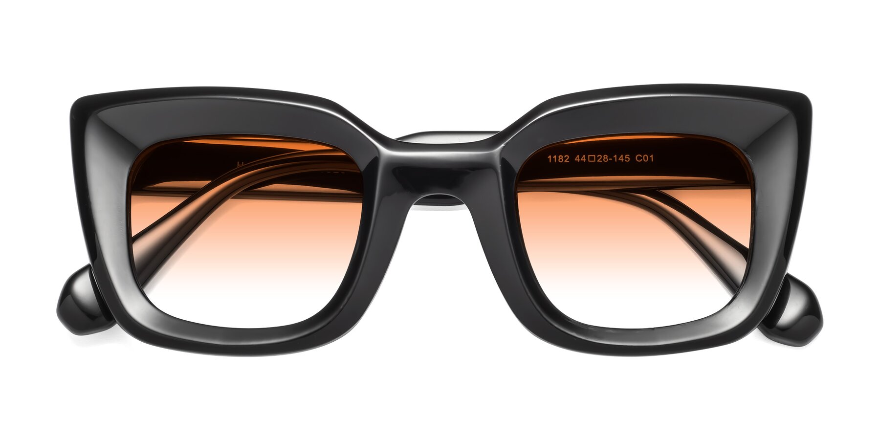 Folded Front of Homan in Black with Orange Gradient Lenses