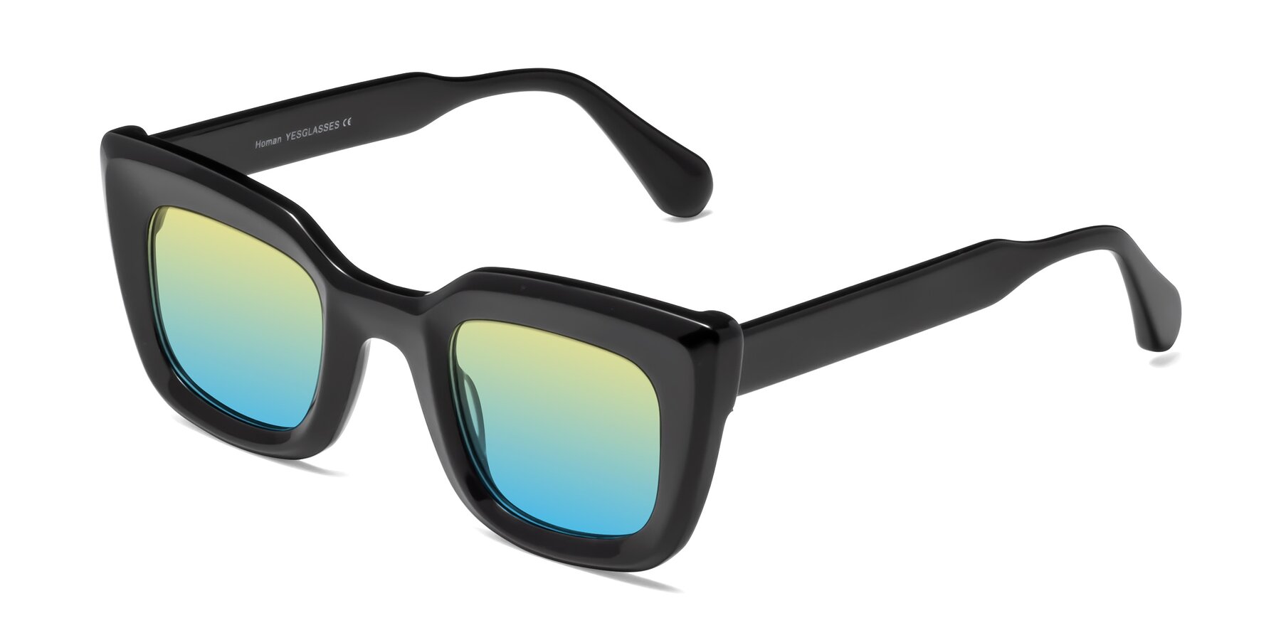 Angle of Homan in Black with Yellow / Blue Gradient Lenses