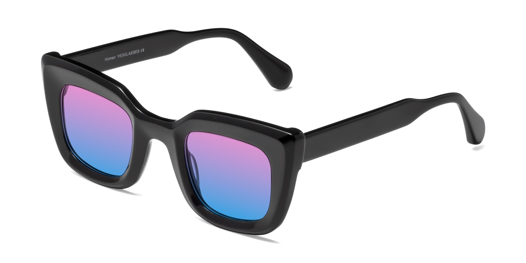 Angle of Homan in Black with Pink / Blue Gradient Lenses