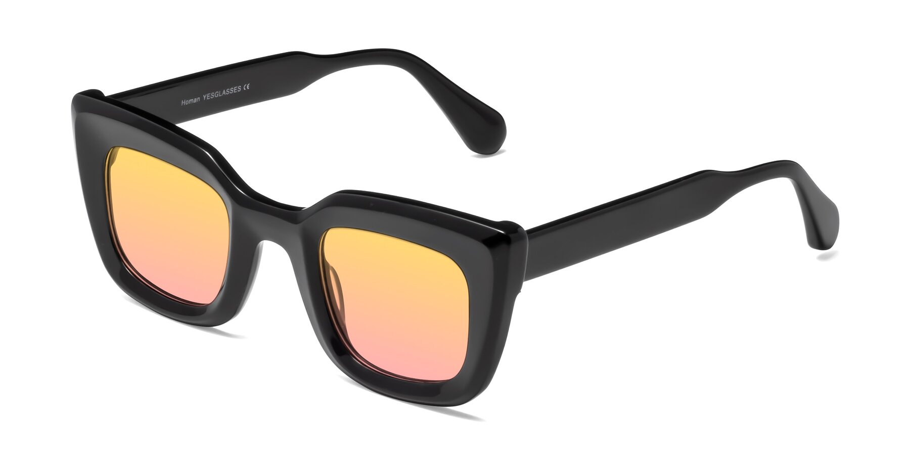 Angle of Homan in Black with Yellow / Pink Gradient Lenses