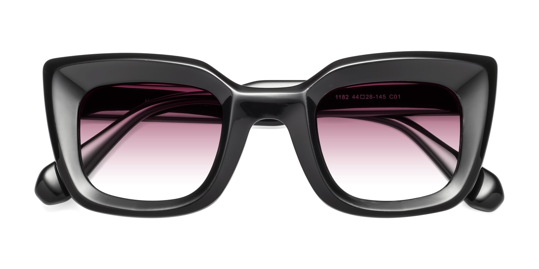 Folded Front of Homan in Black with Wine Gradient Lenses