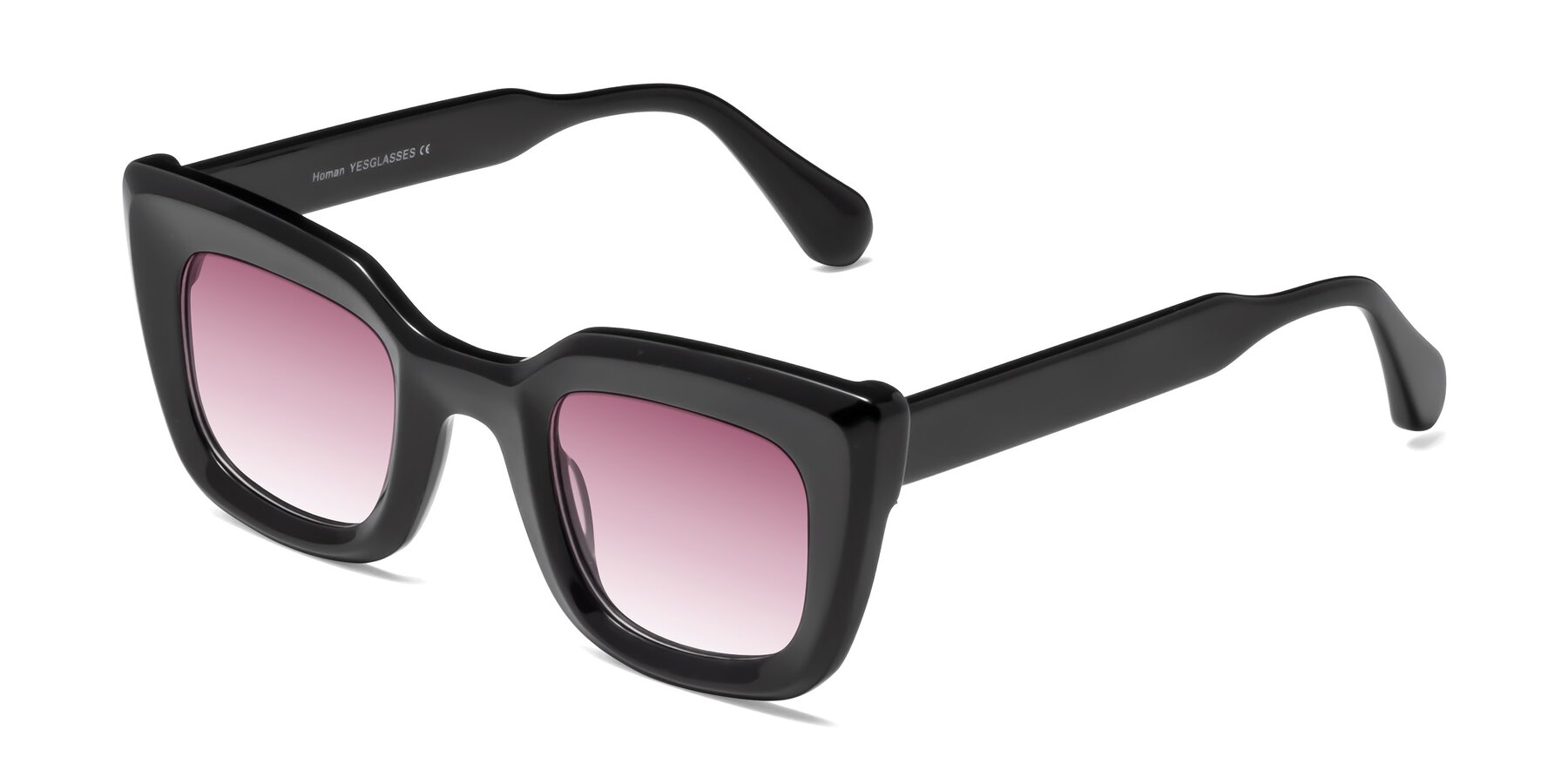 Angle of Homan in Black with Wine Gradient Lenses