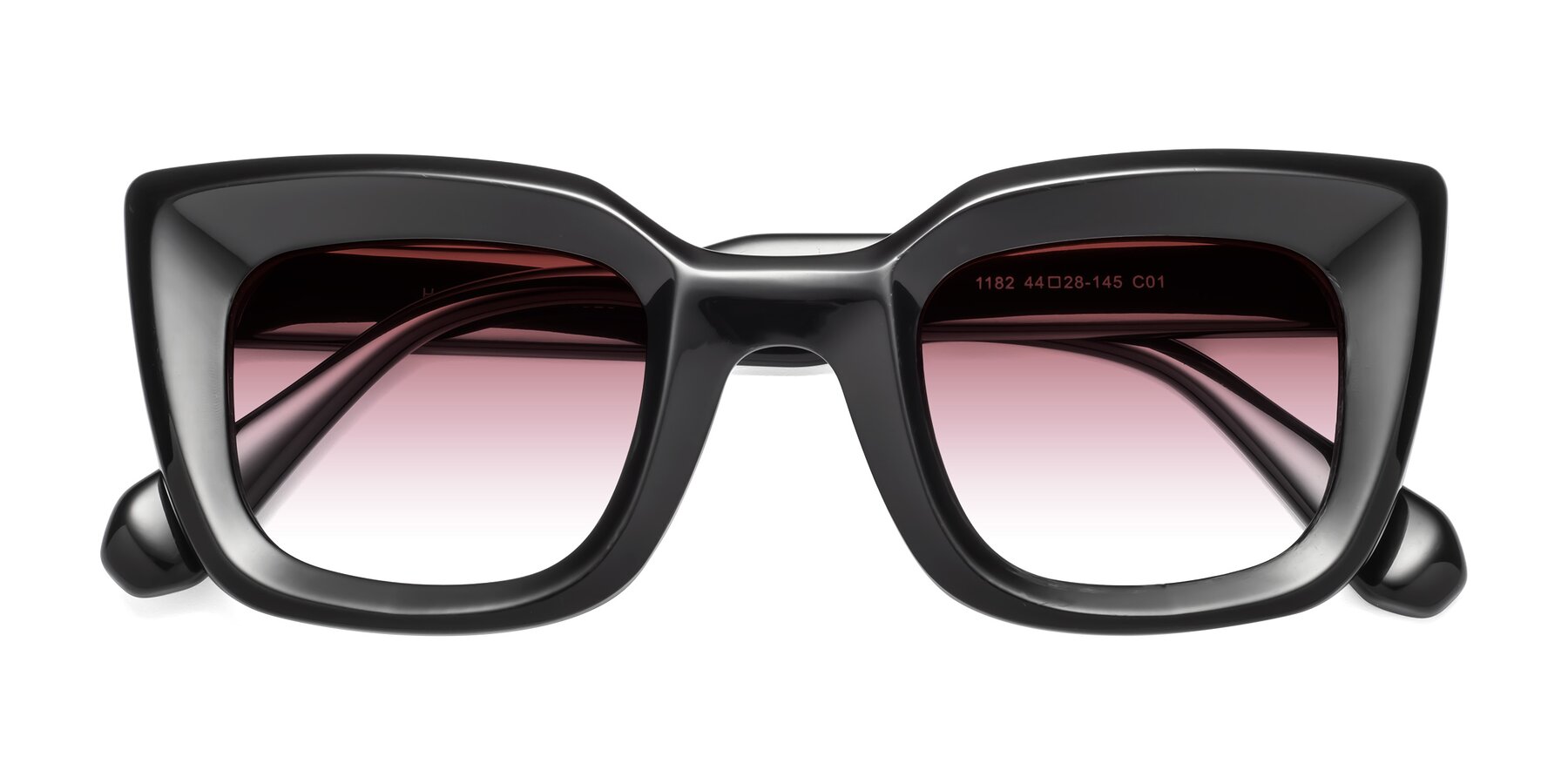 Folded Front of Homan in Black with Garnet Gradient Lenses