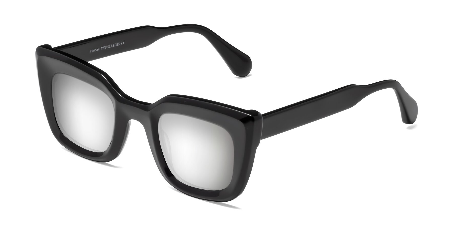 Angle of Homan in Black with Silver Mirrored Lenses