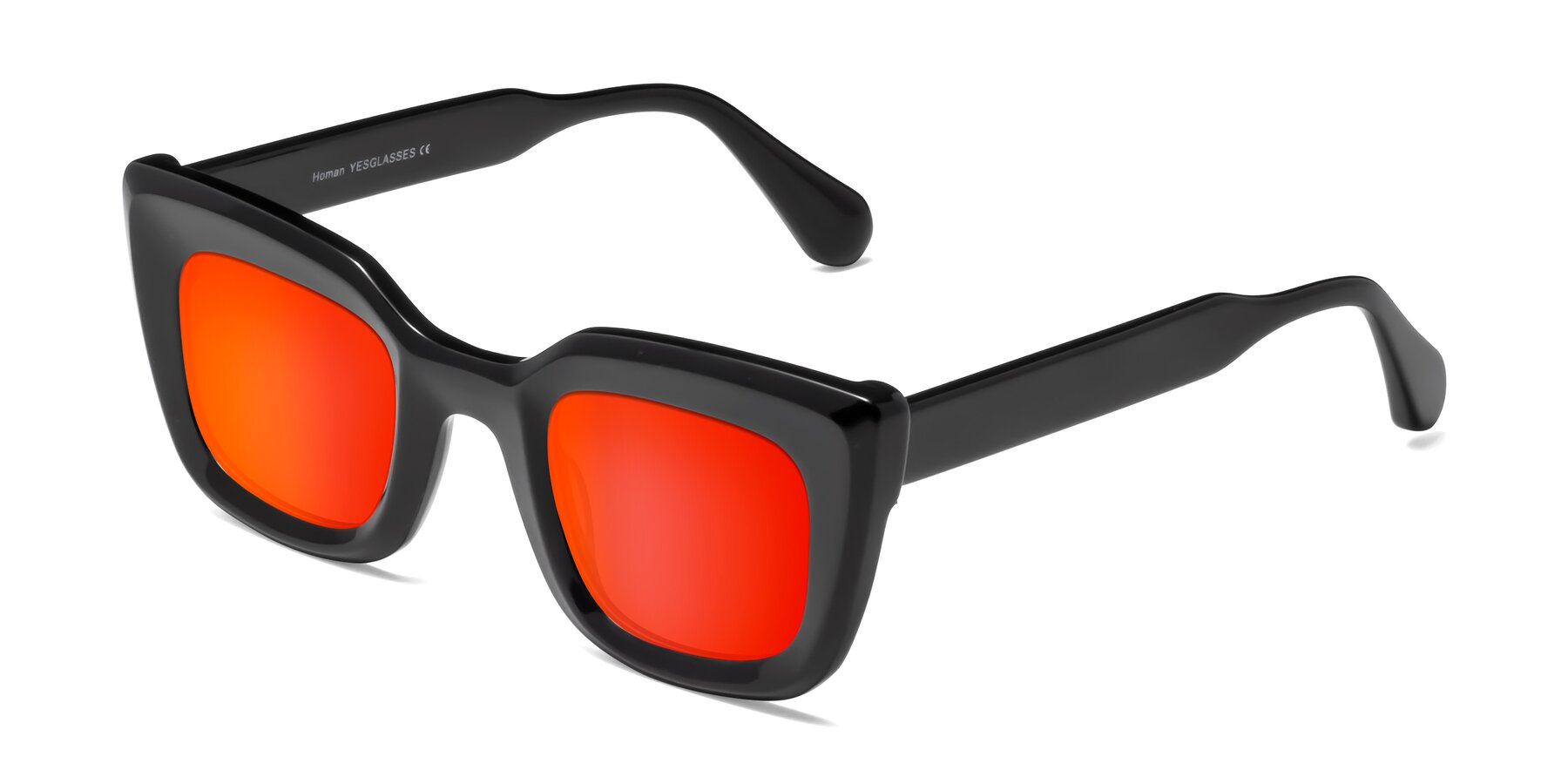 Angle of Homan in Black with Red Gold Mirrored Lenses