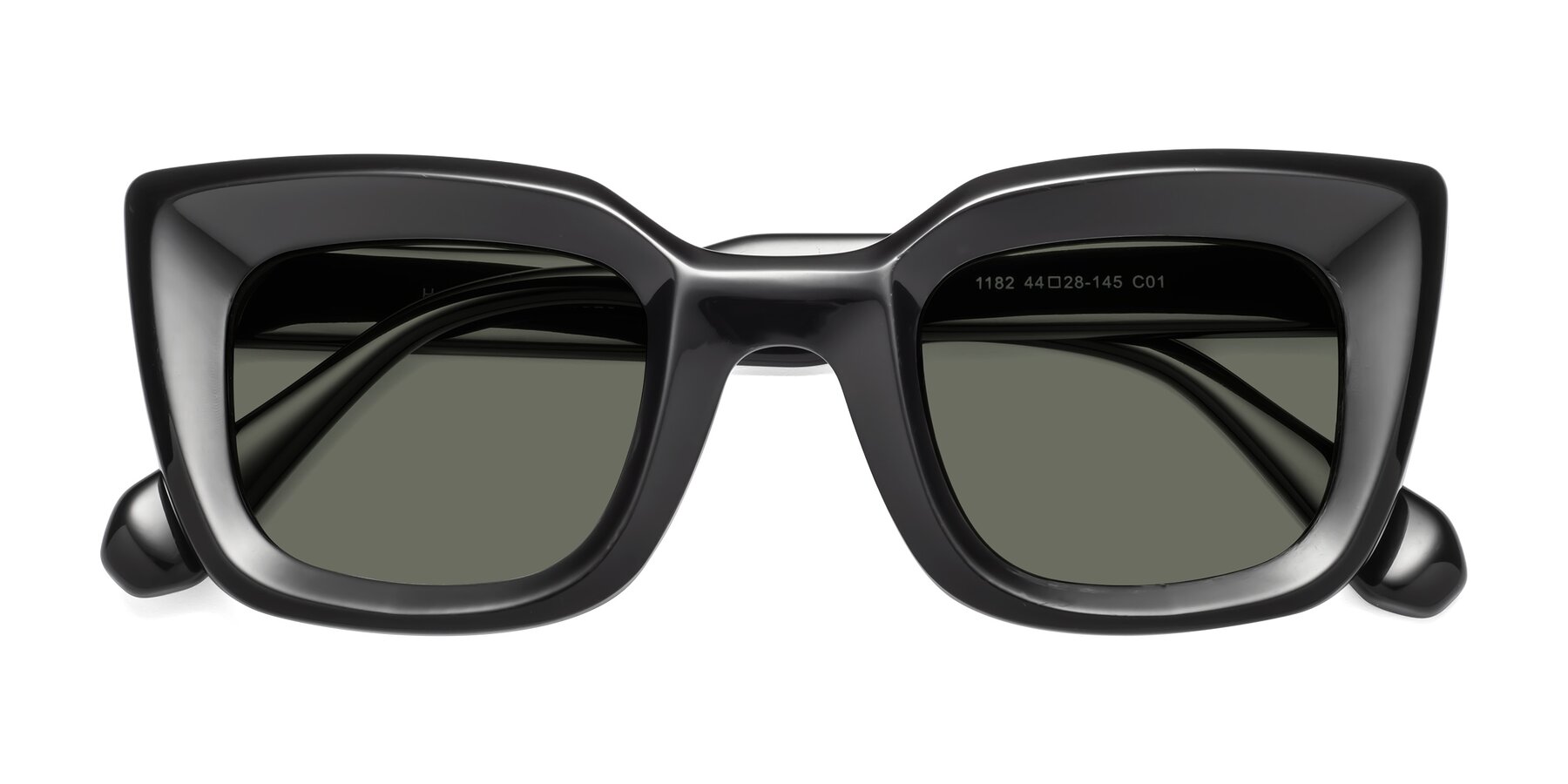 Folded Front of Homan in Black with Gray Polarized Lenses