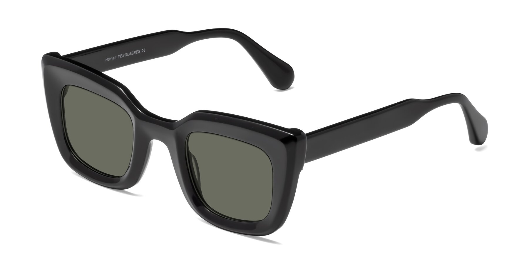 Angle of Homan in Black with Gray Polarized Lenses