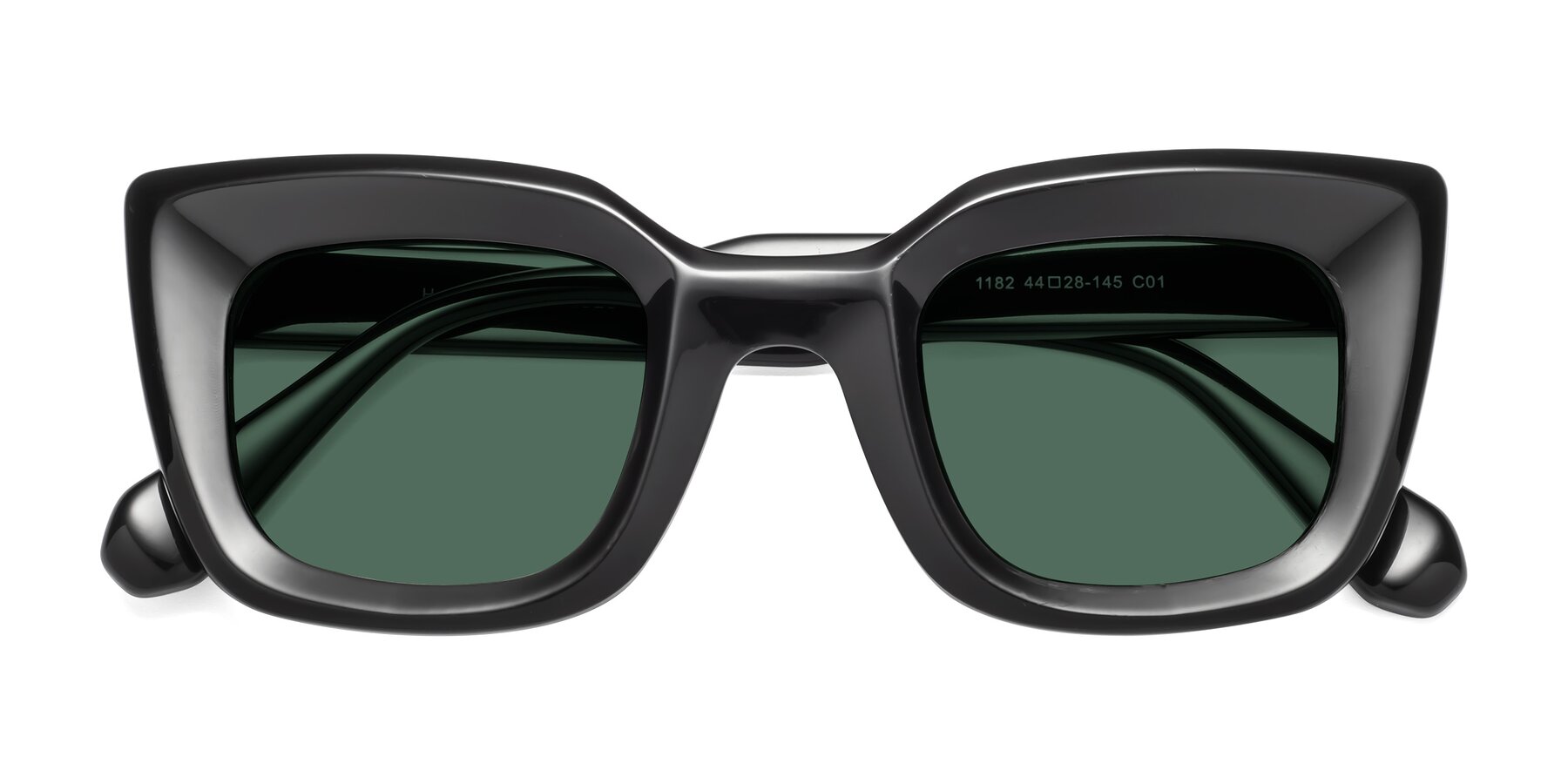 Folded Front of Homan in Black with Green Polarized Lenses