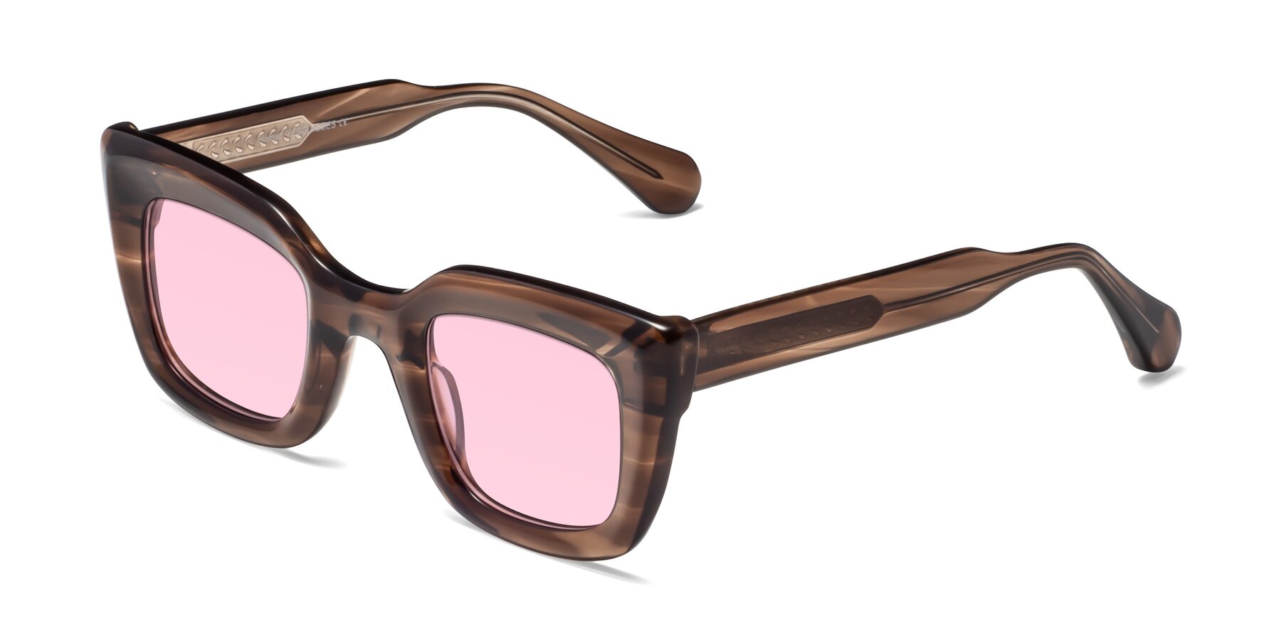Angle of Homan in Chocolate with Light Pink Tinted Lenses
