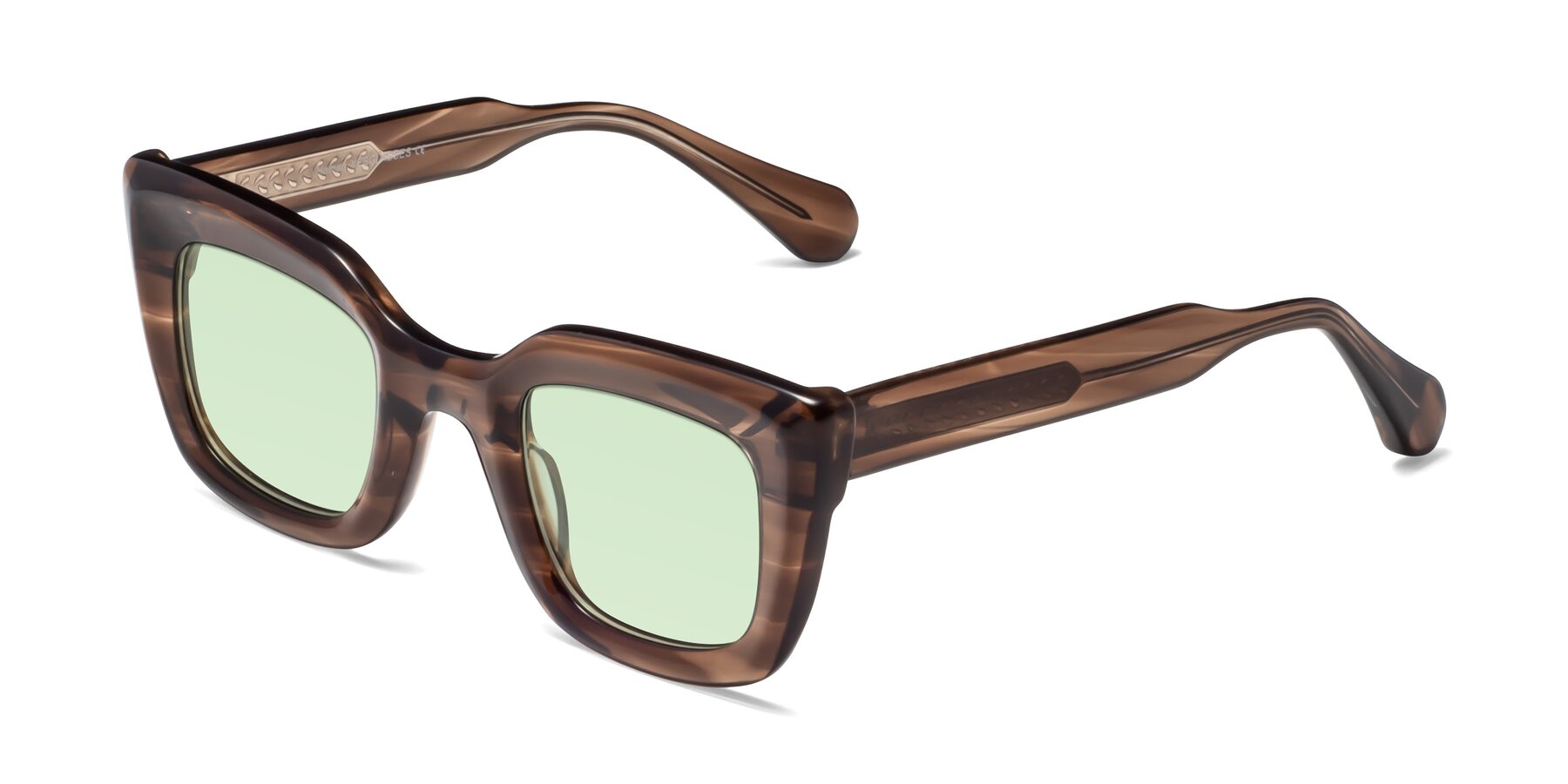 Angle of Homan in Chocolate with Light Green Tinted Lenses