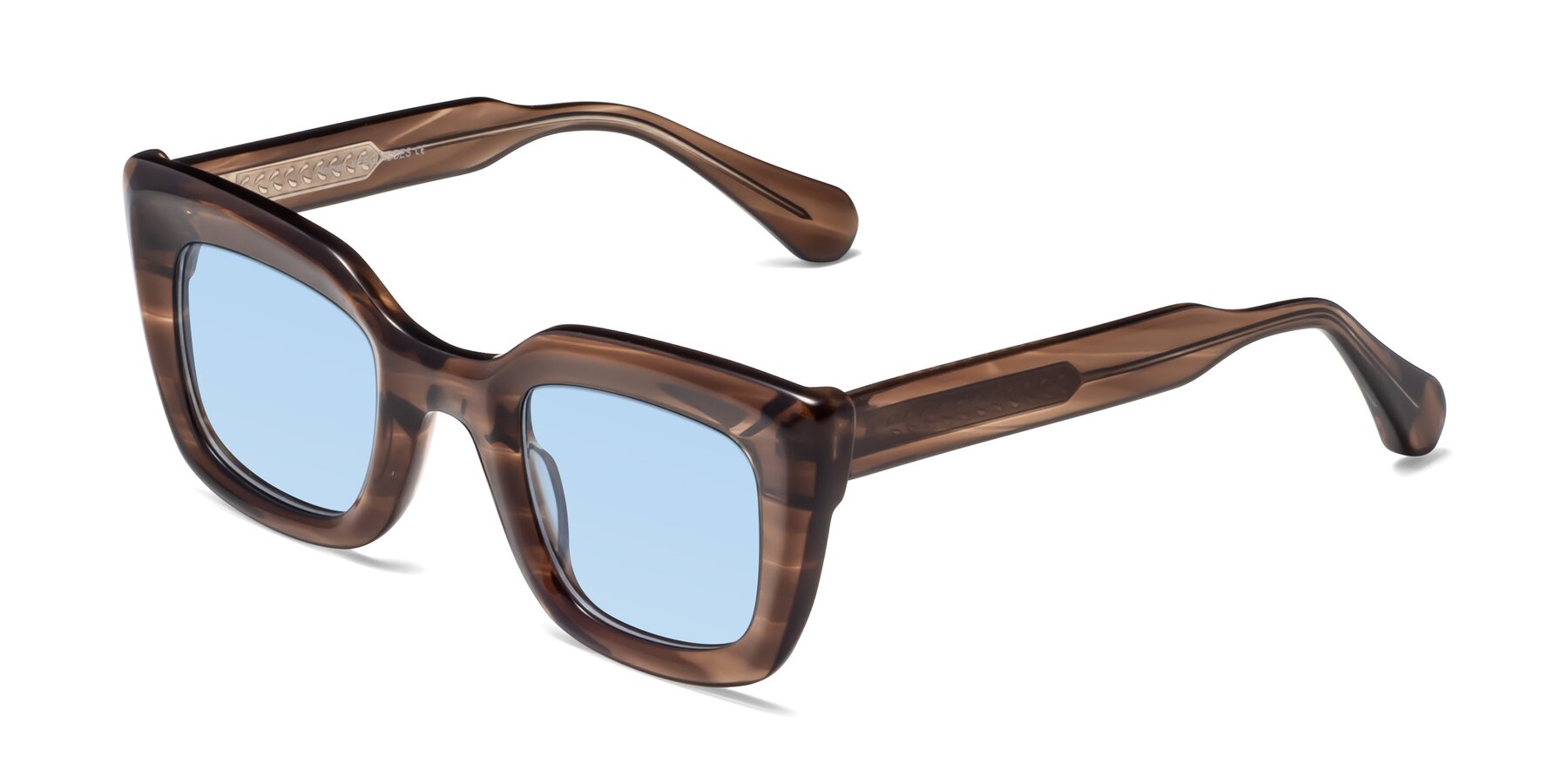 Angle of Homan in Chocolate with Light Blue Tinted Lenses