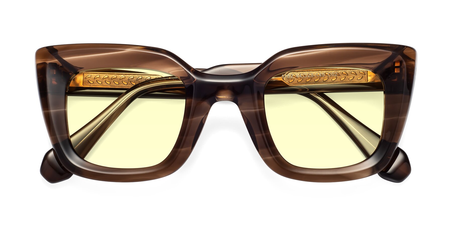Folded Front of Homan in Chocolate with Light Yellow Tinted Lenses