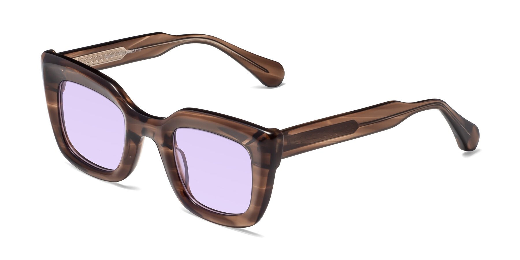 Angle of Homan in Chocolate with Light Purple Tinted Lenses