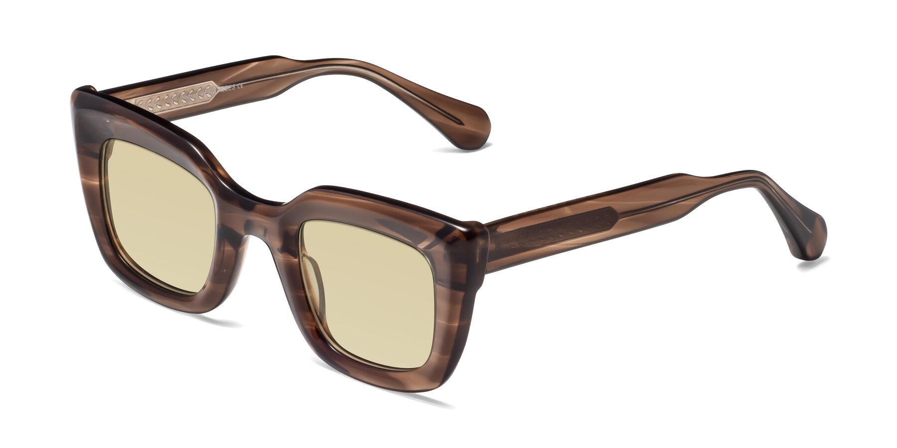 Angle of Homan in Chocolate with Light Champagne Tinted Lenses