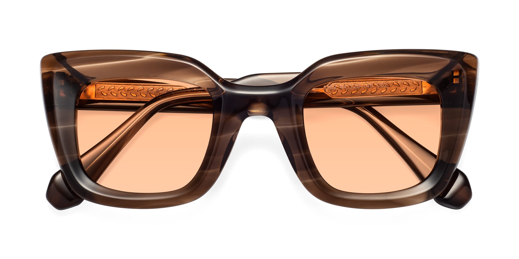 Folded Front of Homan in Chocolate with Light Orange Tinted Lenses