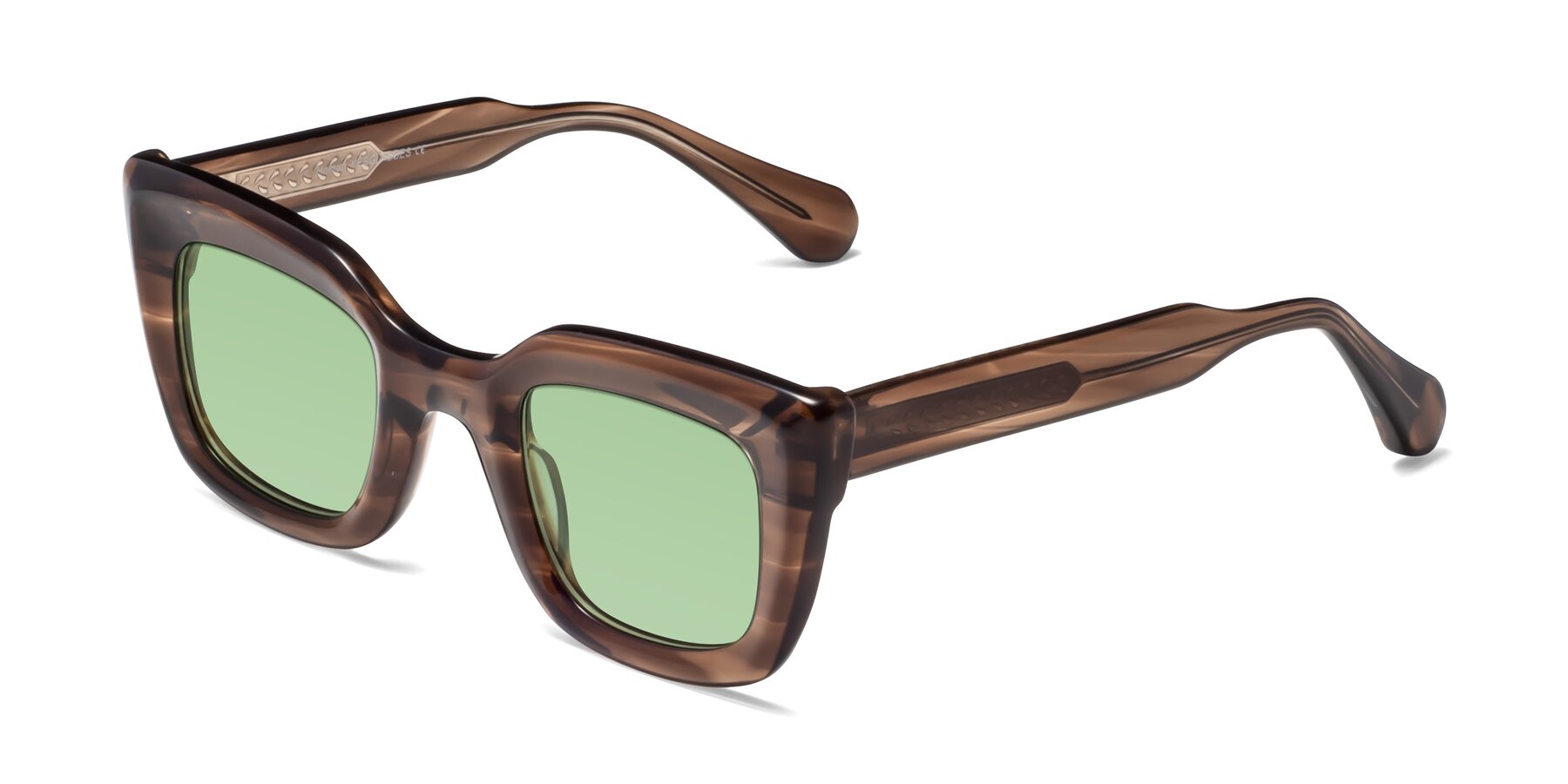 Angle of Homan in Chocolate with Medium Green Tinted Lenses
