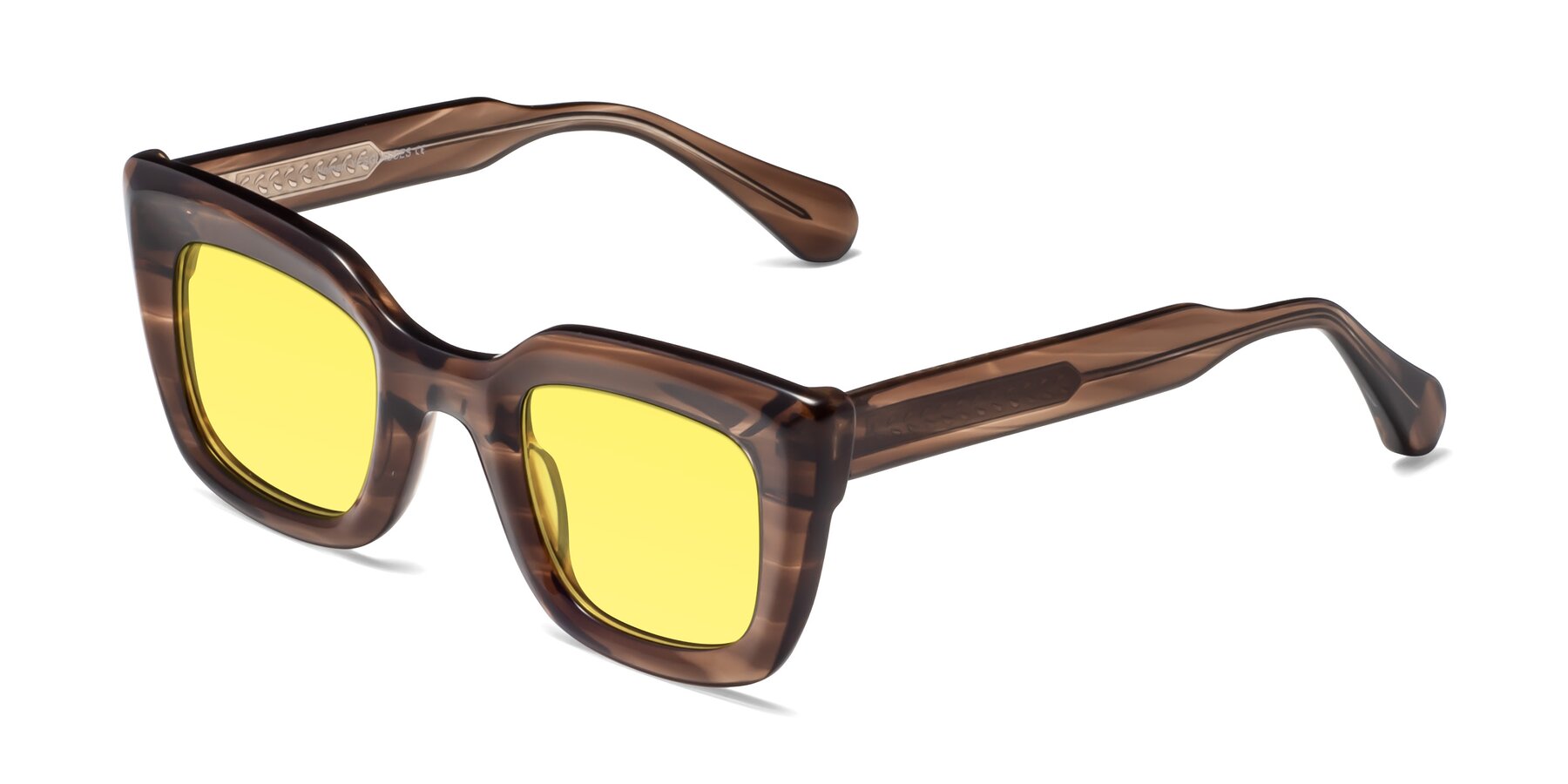 Angle of Homan in Chocolate with Medium Yellow Tinted Lenses