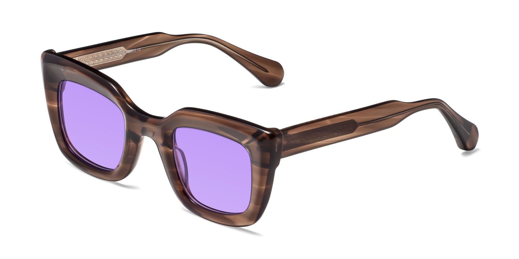 Angle of Homan in Chocolate with Medium Purple Tinted Lenses