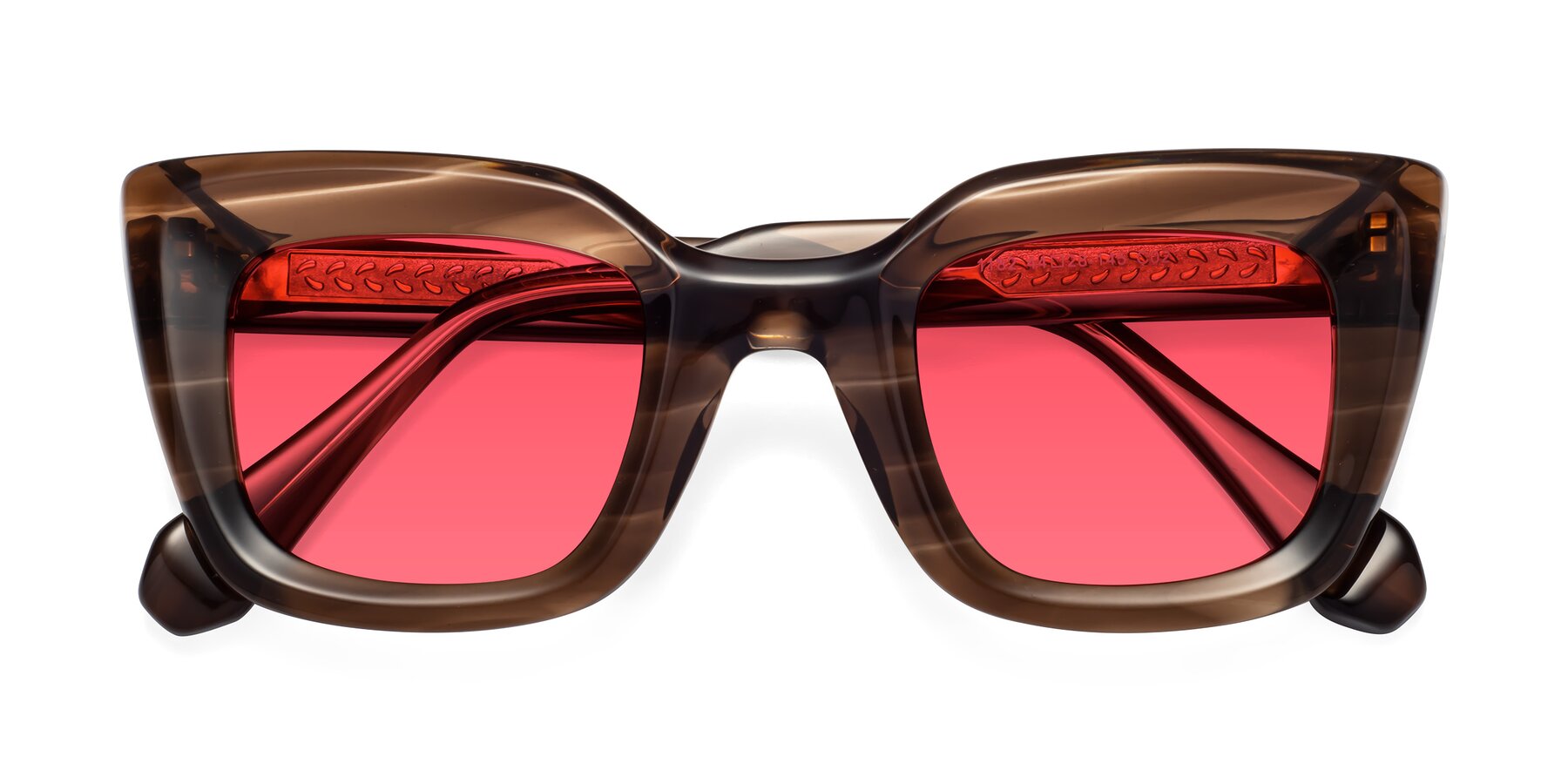 Folded Front of Homan in Chocolate with Red Tinted Lenses