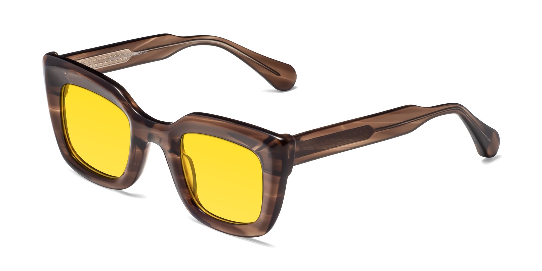 Angle of Homan in Chocolate with Yellow Tinted Lenses