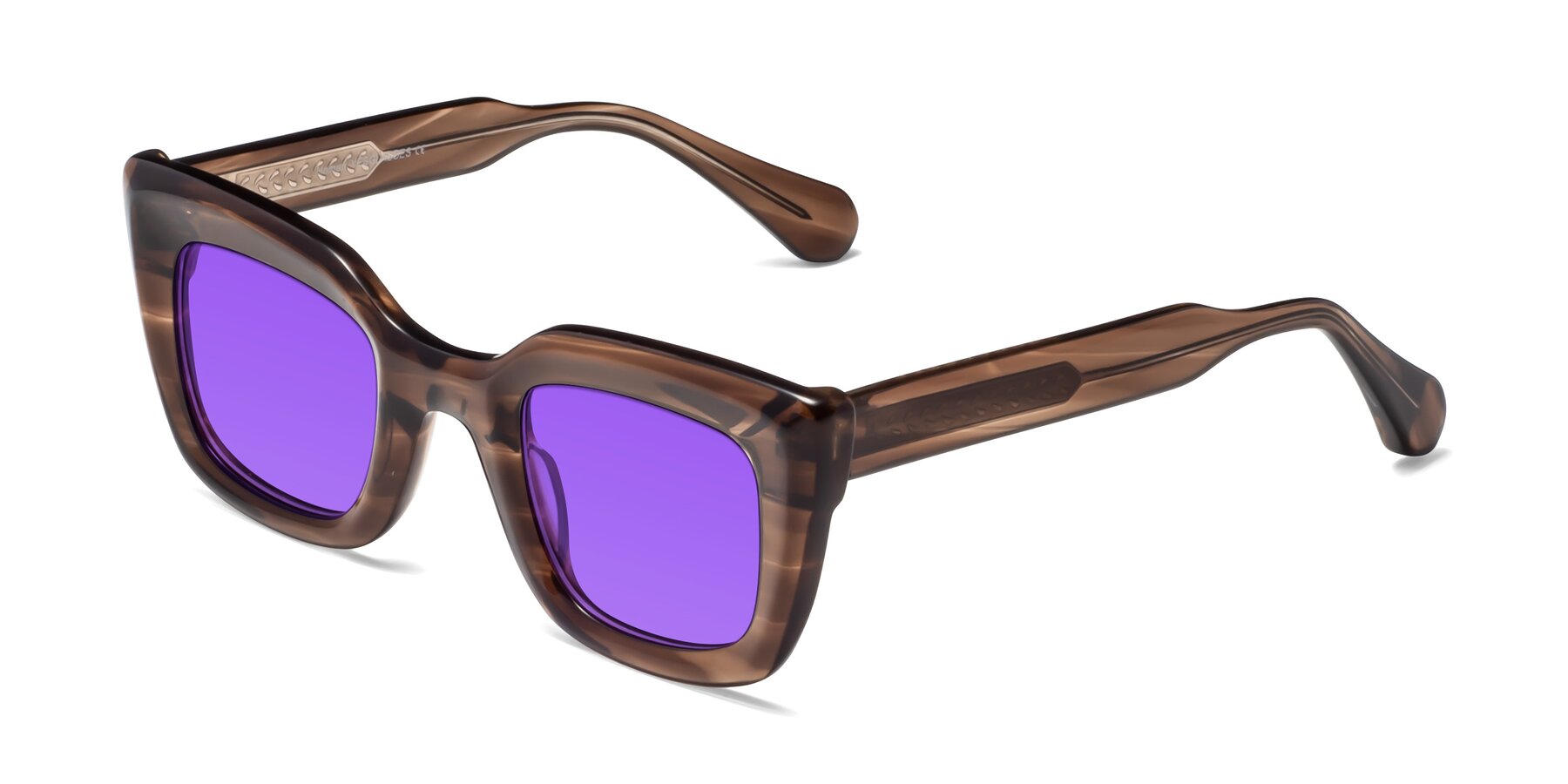 Angle of Homan in Chocolate with Purple Tinted Lenses