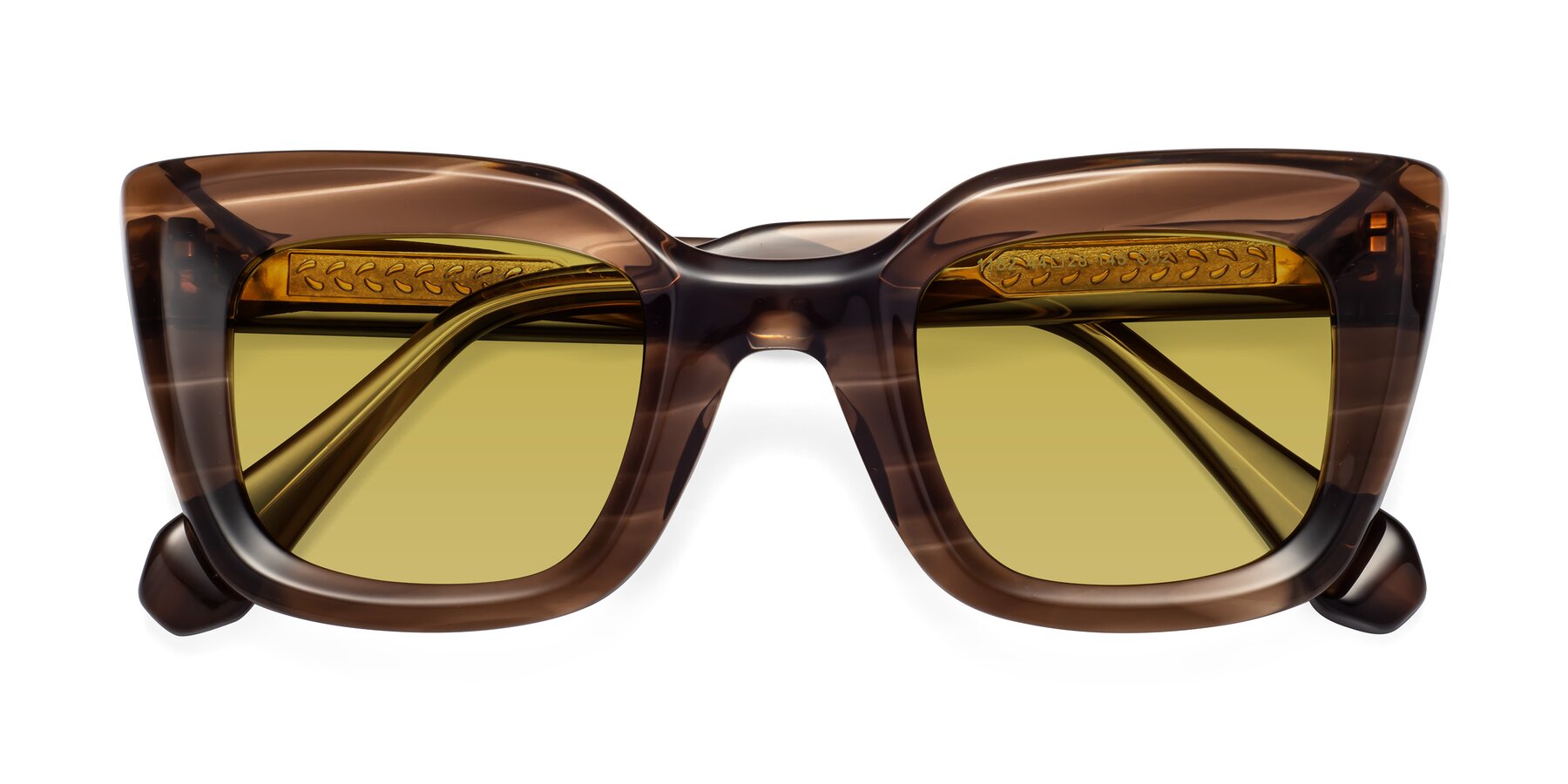 Folded Front of Homan in Chocolate with Champagne Tinted Lenses