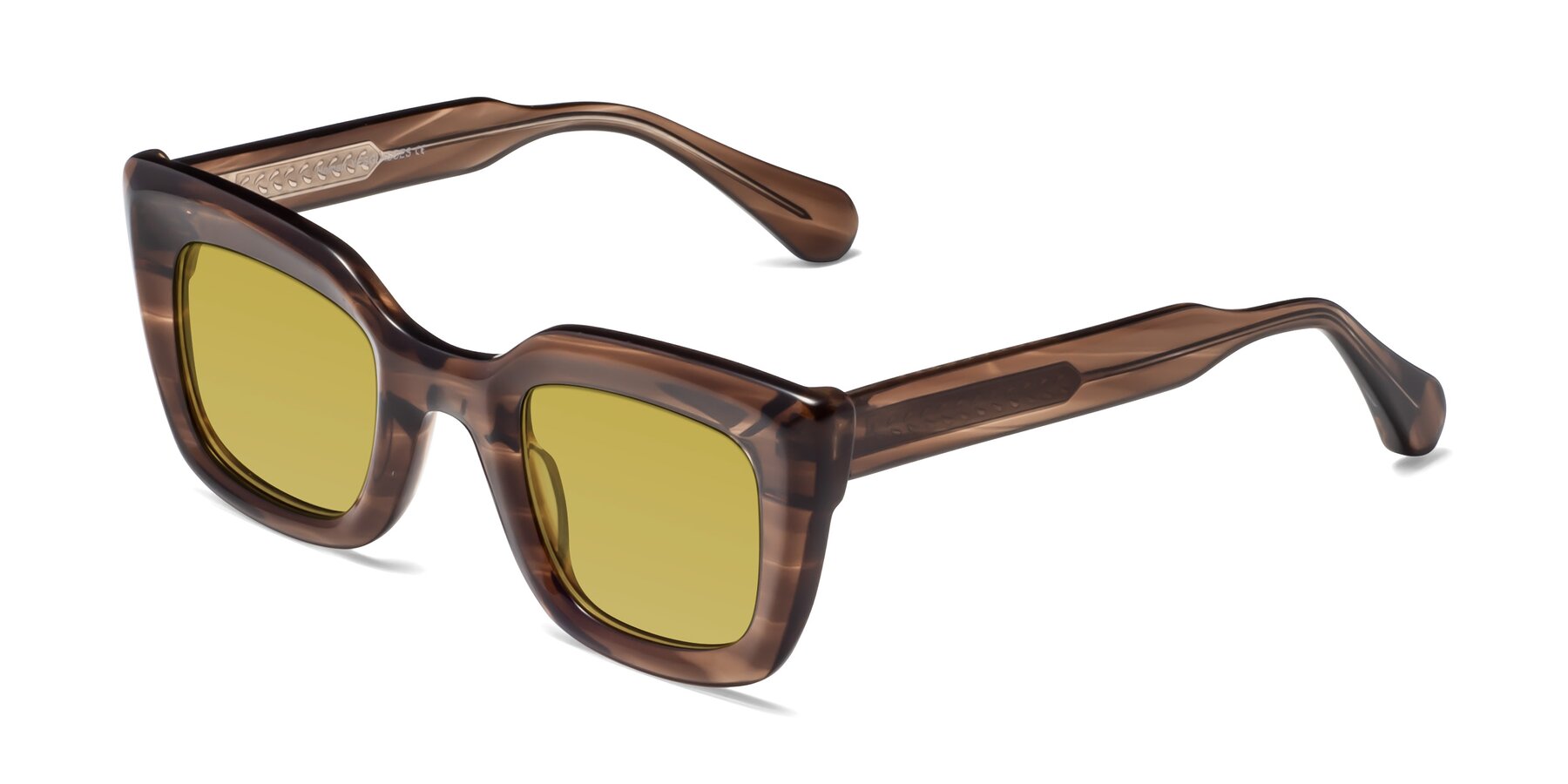Angle of Homan in Chocolate with Champagne Tinted Lenses