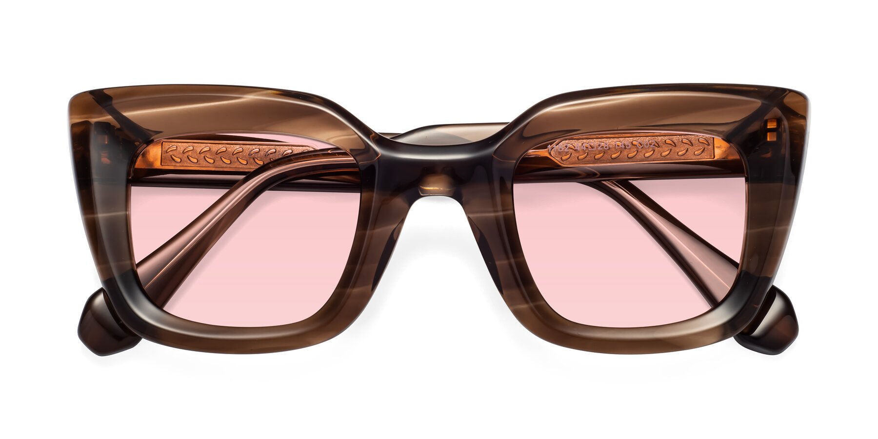 Folded Front of Homan in Chocolate with Light Garnet Tinted Lenses