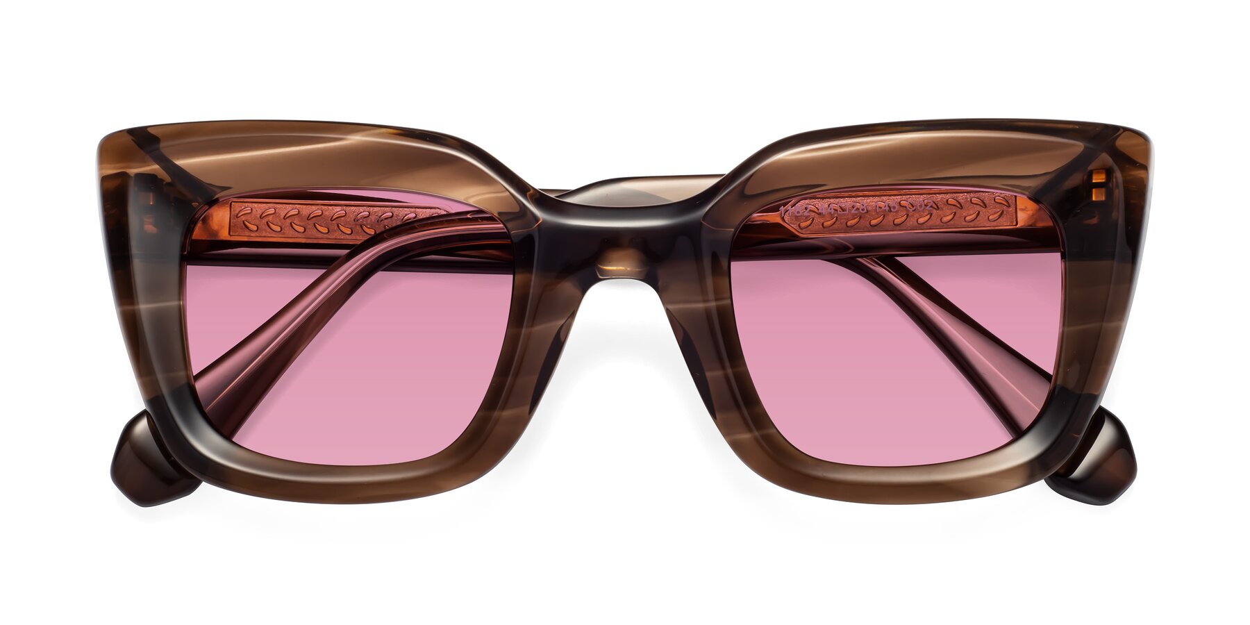 Folded Front of Homan in Chocolate with Medium Wine Tinted Lenses