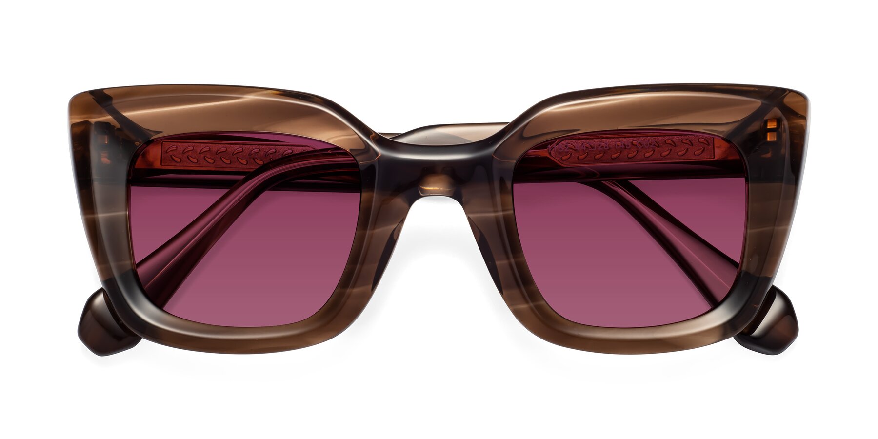 Folded Front of Homan in Chocolate with Wine Tinted Lenses