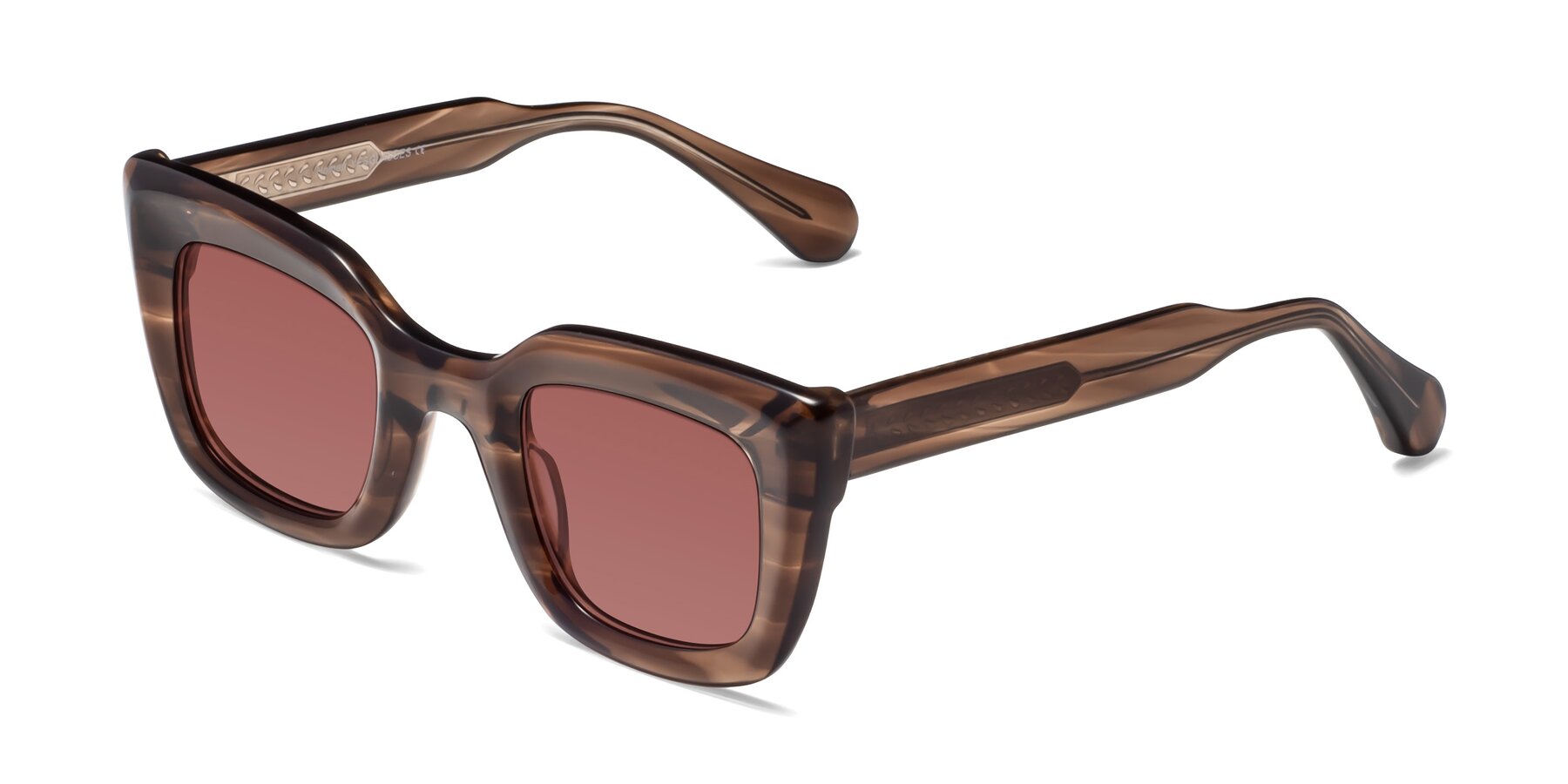 Angle of Homan in Chocolate with Garnet Tinted Lenses