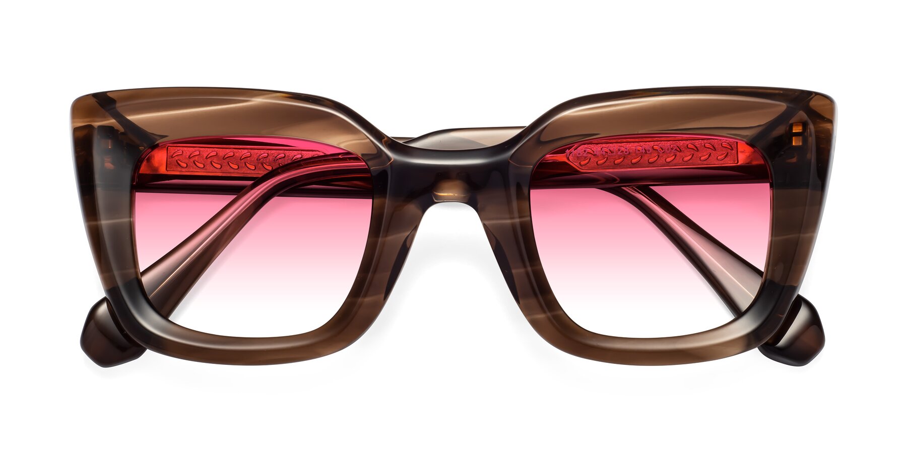 Folded Front of Homan in Chocolate with Pink Gradient Lenses