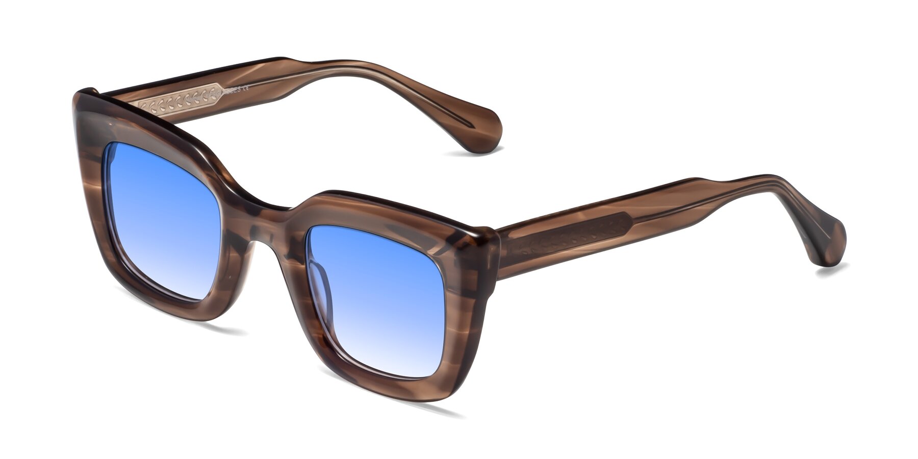 Angle of Homan in Chocolate with Blue Gradient Lenses