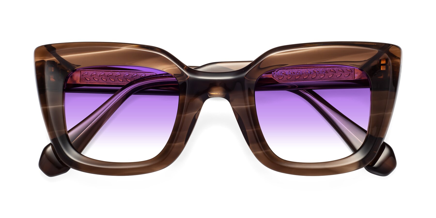 Folded Front of Homan in Chocolate with Purple Gradient Lenses