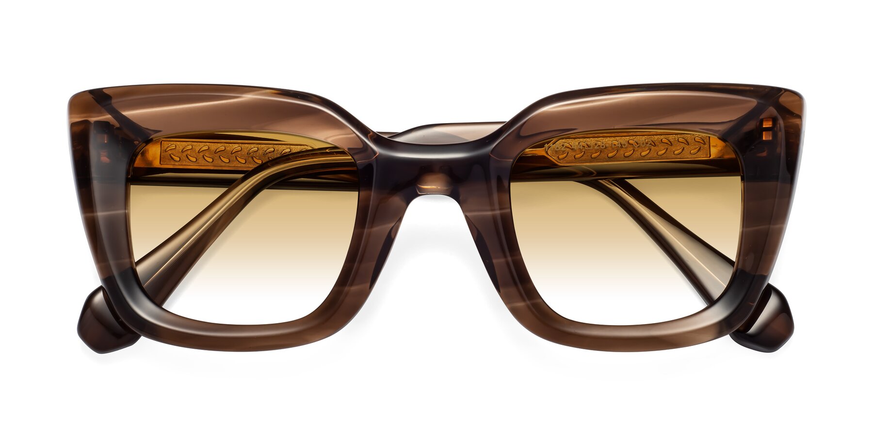 Folded Front of Homan in Chocolate with Champagne Gradient Lenses