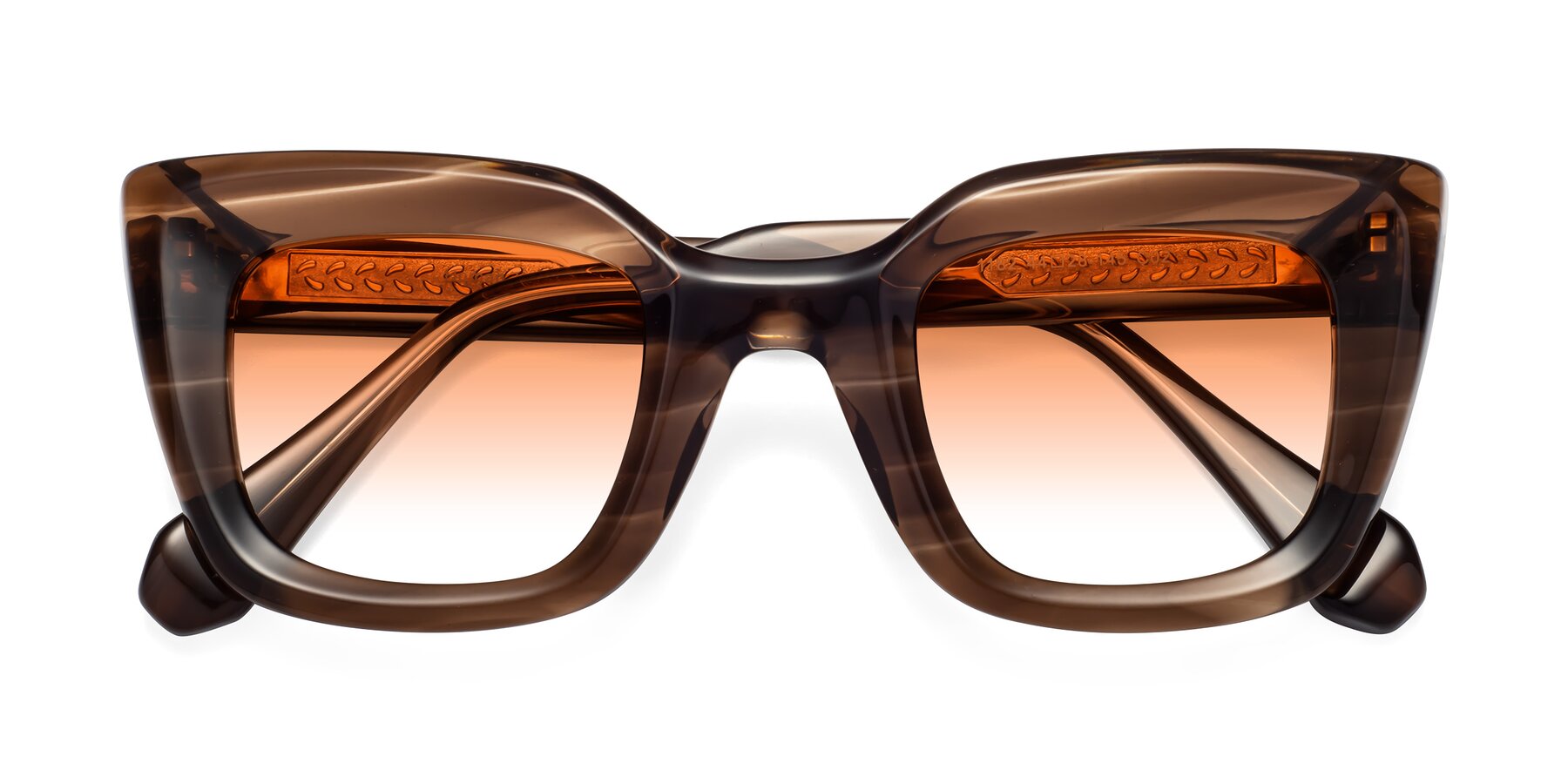 Folded Front of Homan in Chocolate with Orange Gradient Lenses
