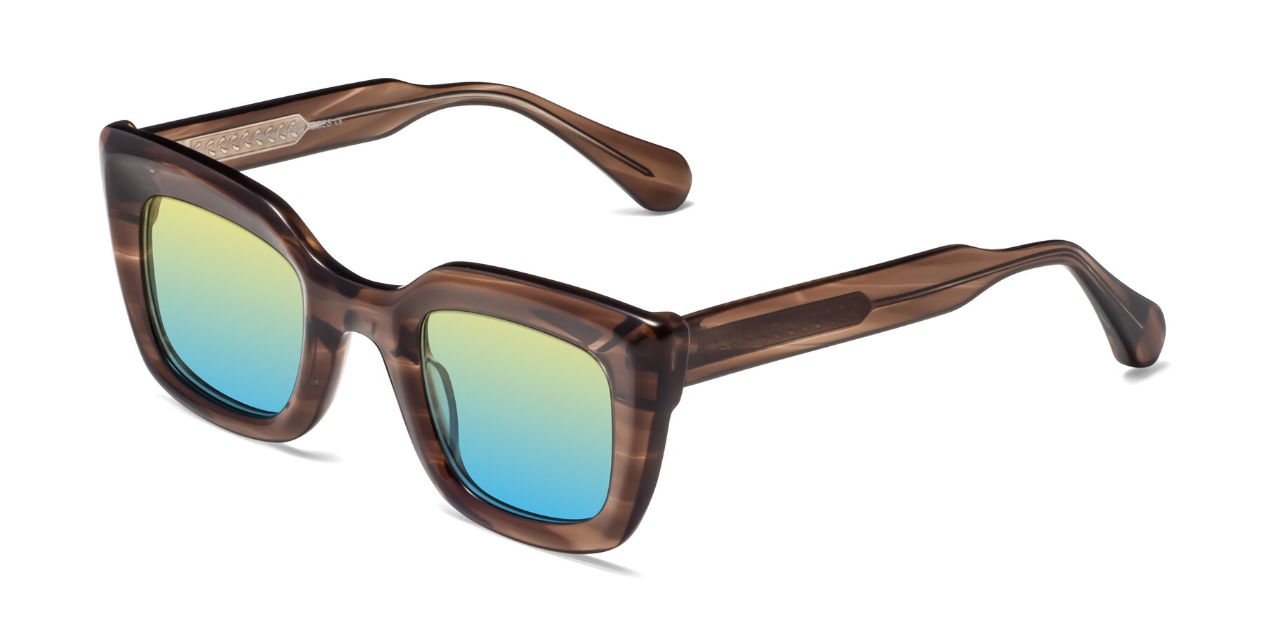 Angle of Homan in Chocolate with Yellow / Blue Gradient Lenses