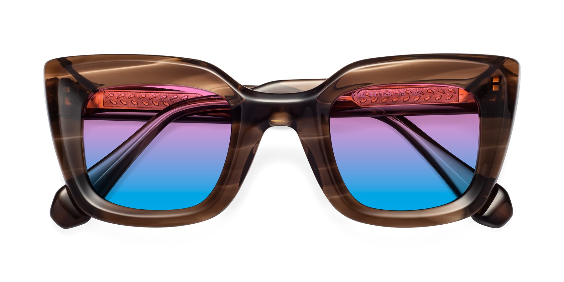 Folded Front of Homan in Chocolate with Pink / Blue Gradient Lenses