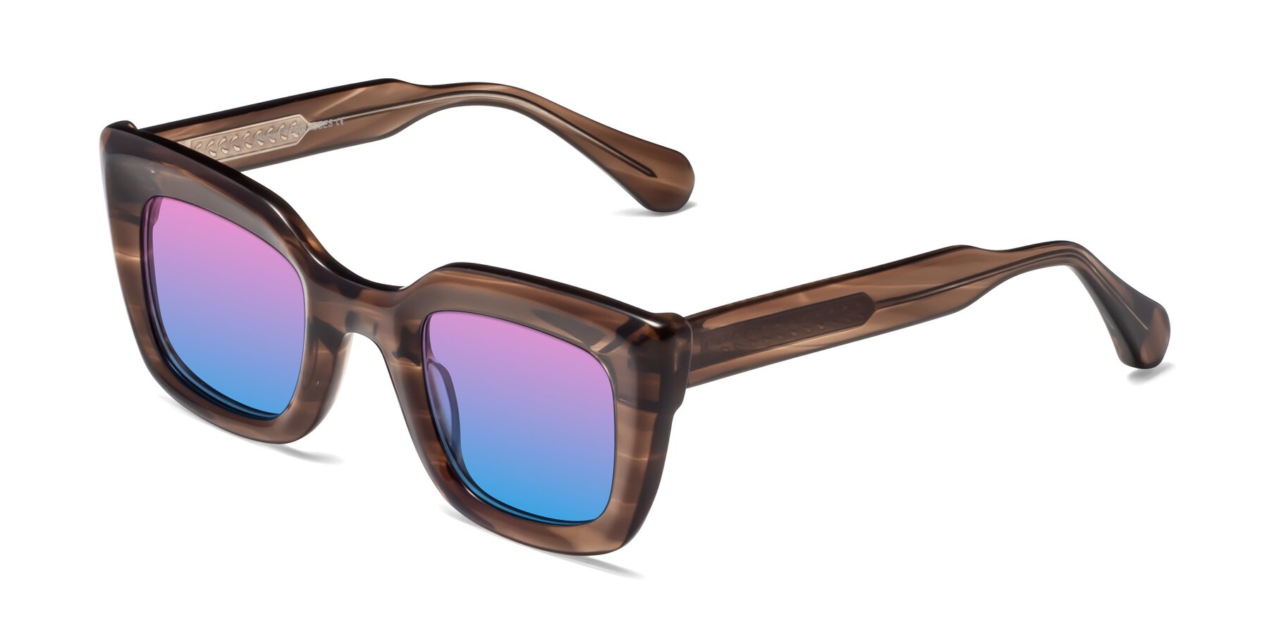 Angle of Homan in Chocolate with Pink / Blue Gradient Lenses