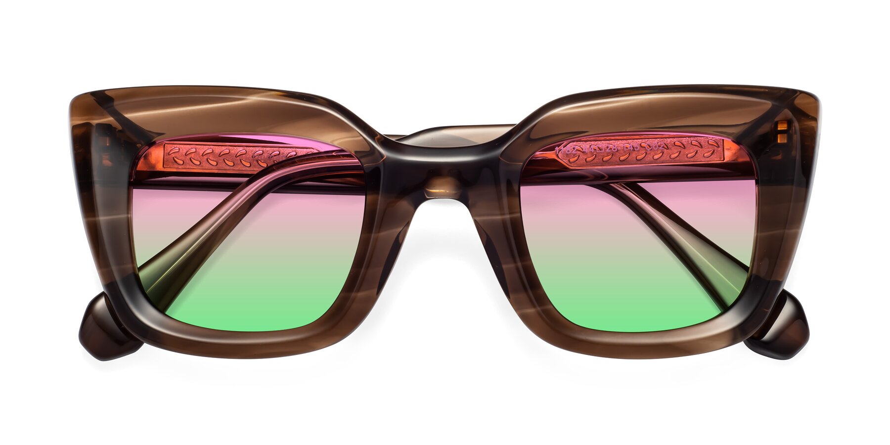 Folded Front of Homan in Chocolate with Pink / Green Gradient Lenses
