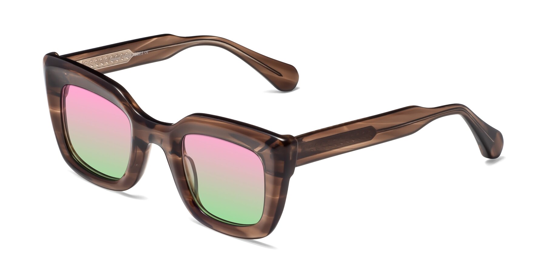 Angle of Homan in Chocolate with Pink / Green Gradient Lenses