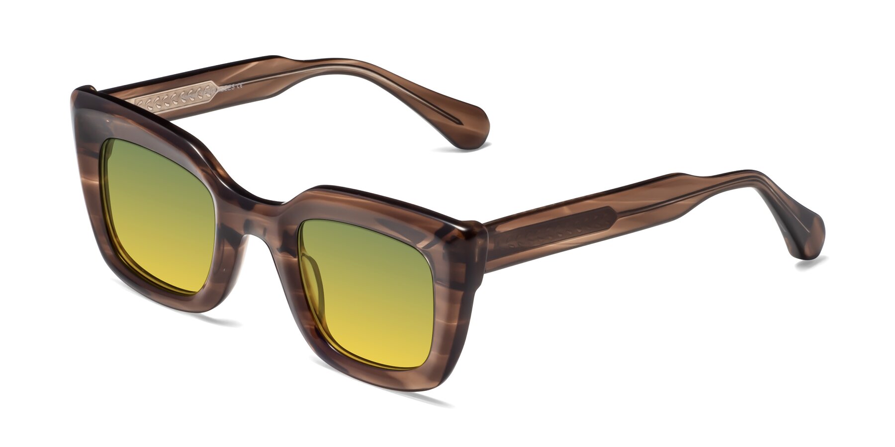 Angle of Homan in Chocolate with Green / Yellow Gradient Lenses