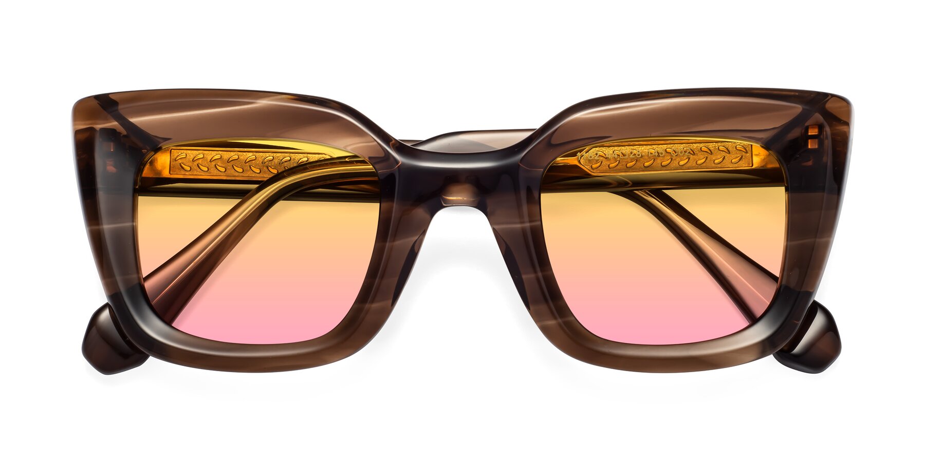 Folded Front of Homan in Chocolate with Yellow / Pink Gradient Lenses