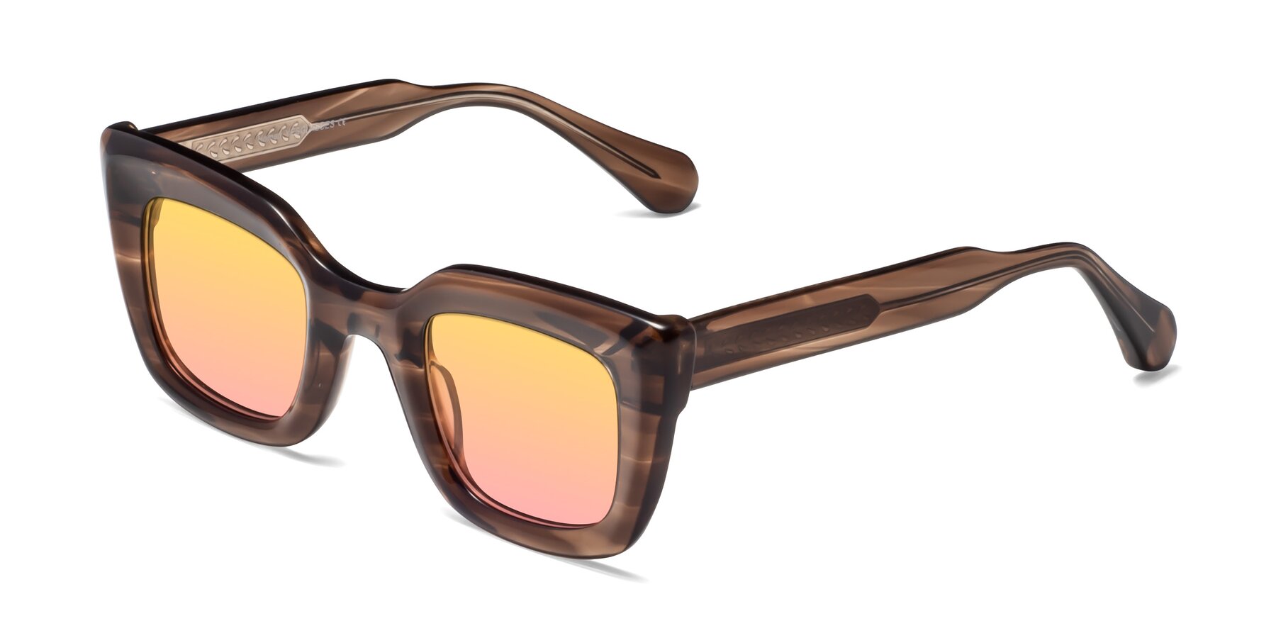 Angle of Homan in Chocolate with Yellow / Pink Gradient Lenses