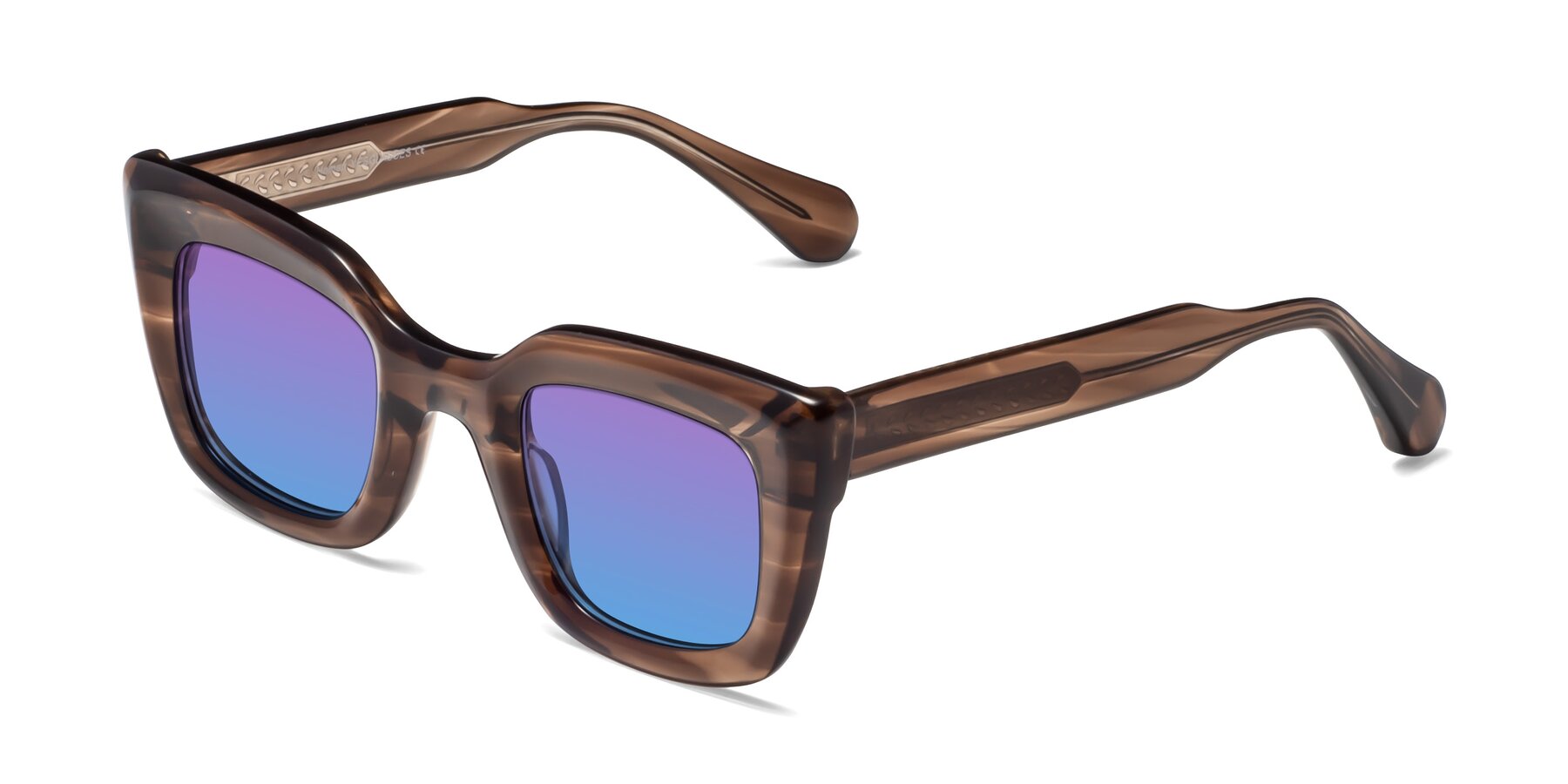 Angle of Homan in Chocolate with Purple / Blue Gradient Lenses