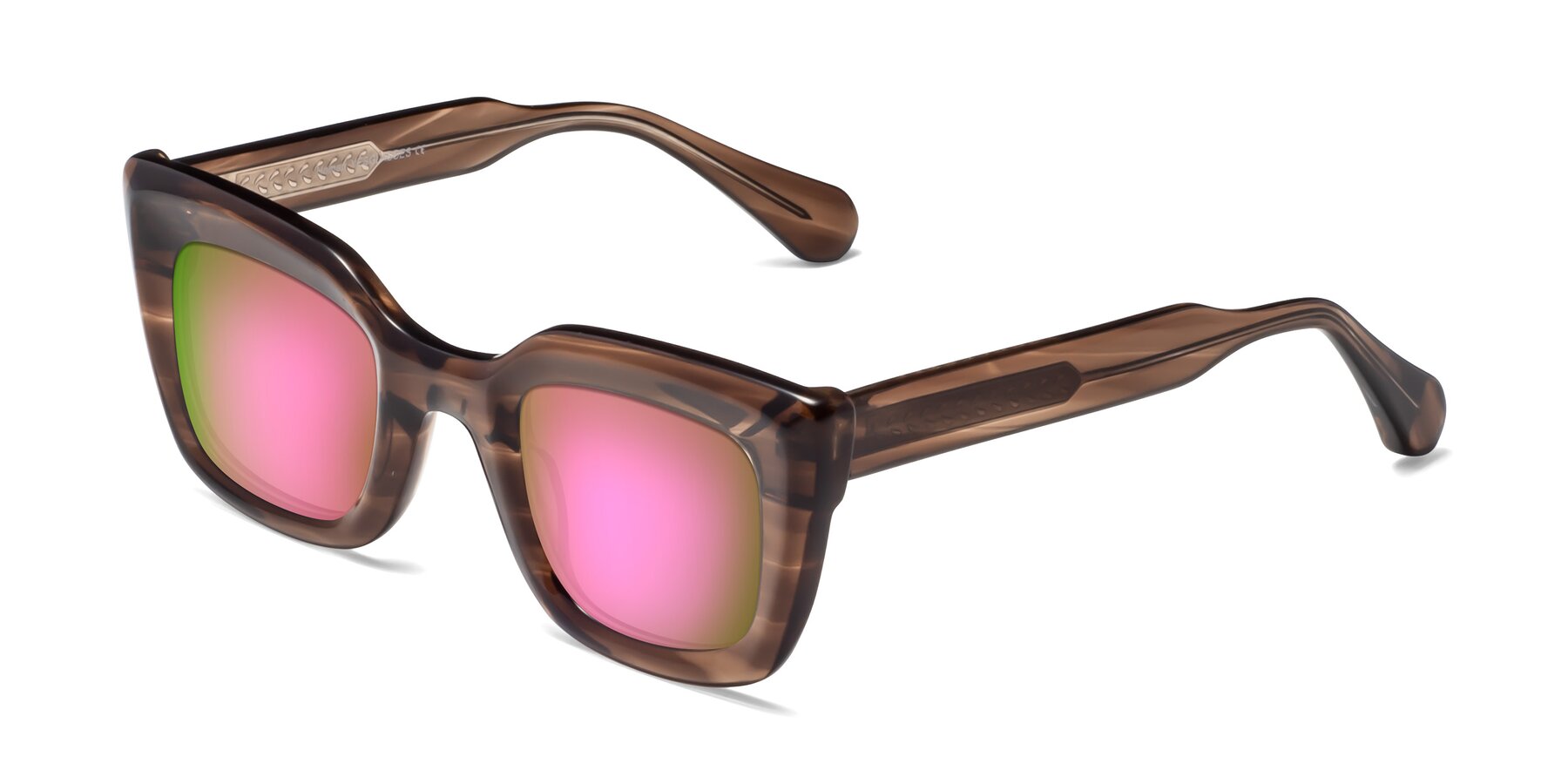 Angle of Homan in Chocolate with Pink Mirrored Lenses